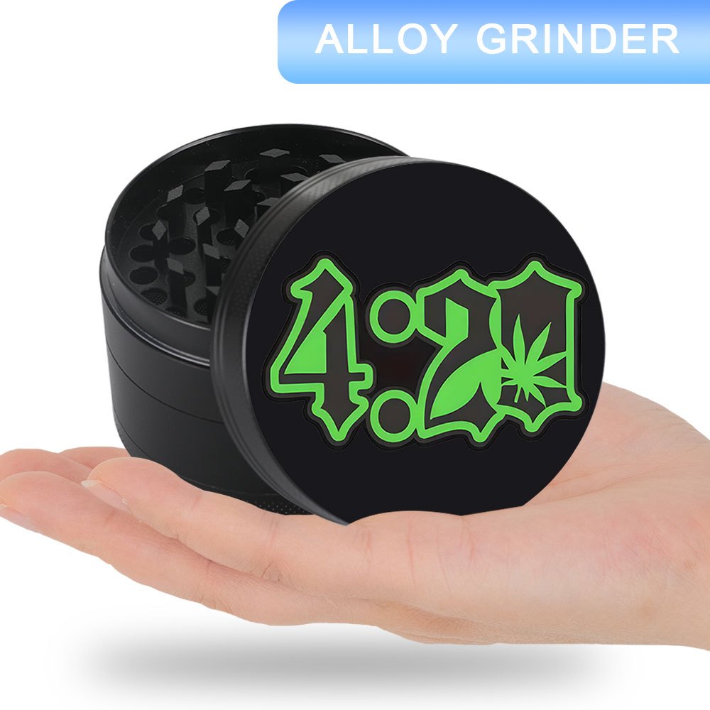 1pc 420 Design Zinc Alloy Grinder - 50mm/63mm Portable Manual 4-Layer Grater with Leaf Motif, Durable Metal Herb Crusher for Men & Women, Birthday Holiday Gifts, Sleek Grinder | Electrical Operation Not Required