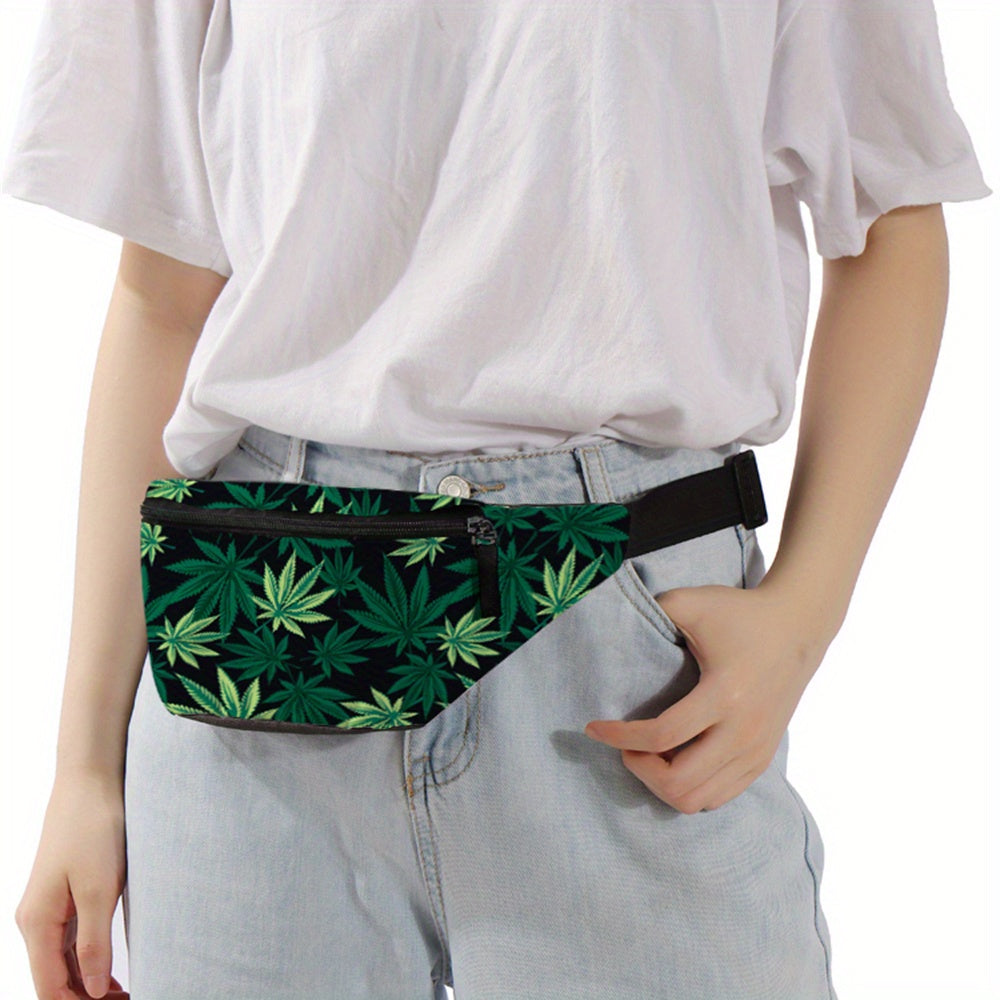 Leaf Fashion Print Fanny Pack Running Bag Chest Bag