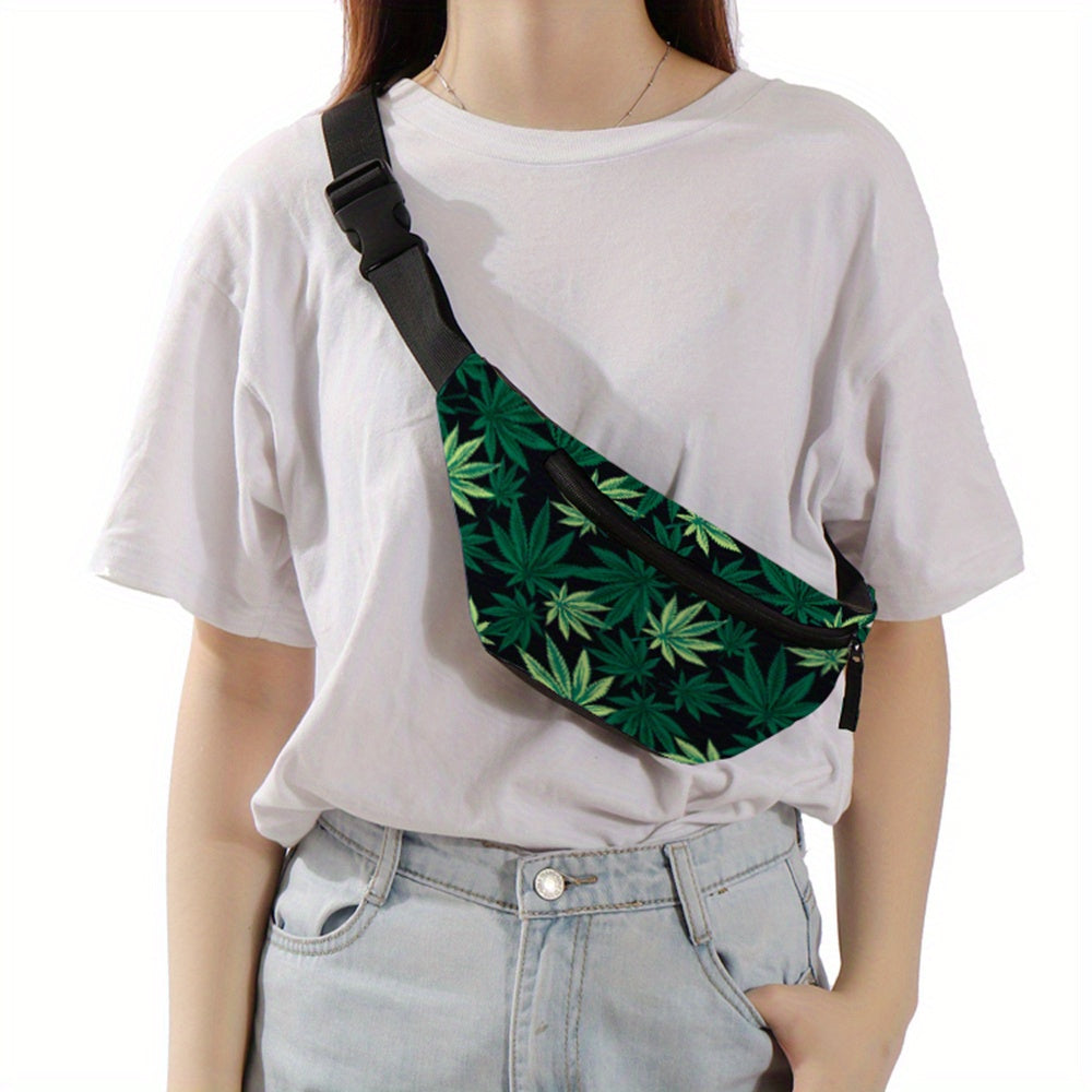 Leaf Fashion Print Fanny Pack Running Bag Chest Bag