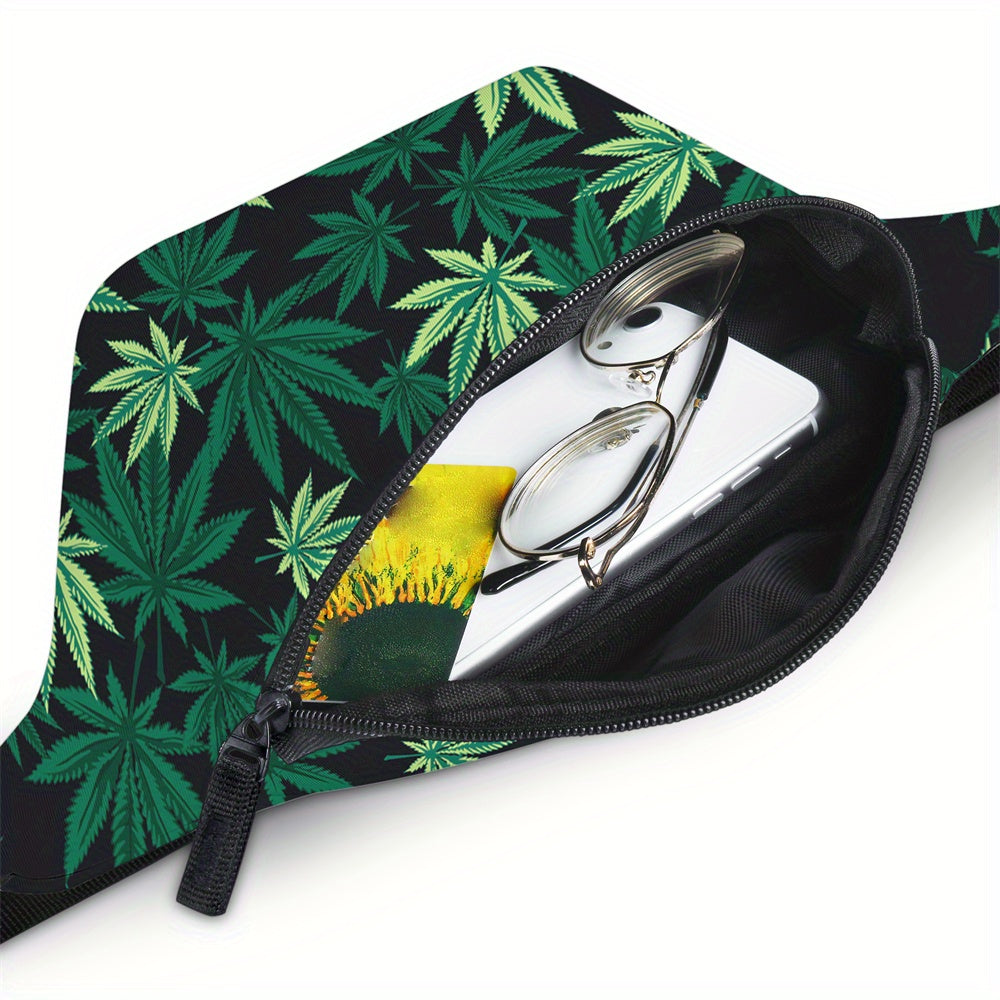 Leaf Fashion Print Fanny Pack Running Bag Chest Bag