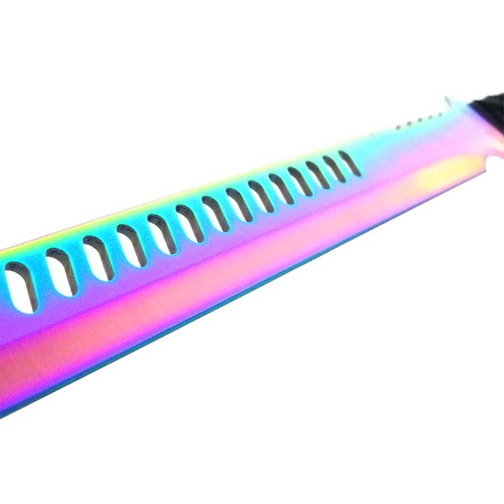 Tactical Master 27" Rainbow Machete Tanto Blade with 2 pcs 6" Throwing Knife