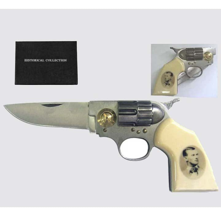 8" Emiliano Zapata Photo on Handle Gun Style Folding Knife