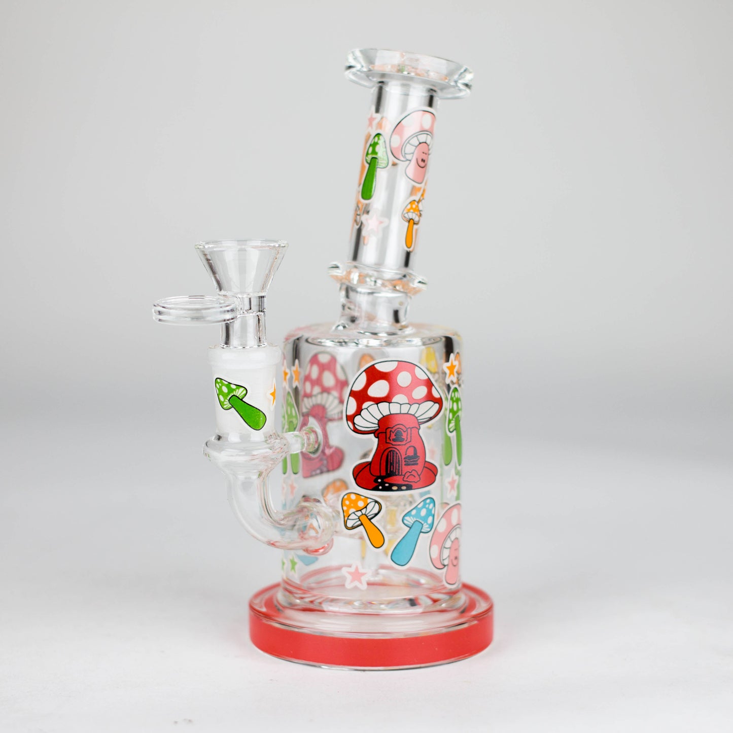 7" Color accented Glass Bong With Perc- Mushroom Design
