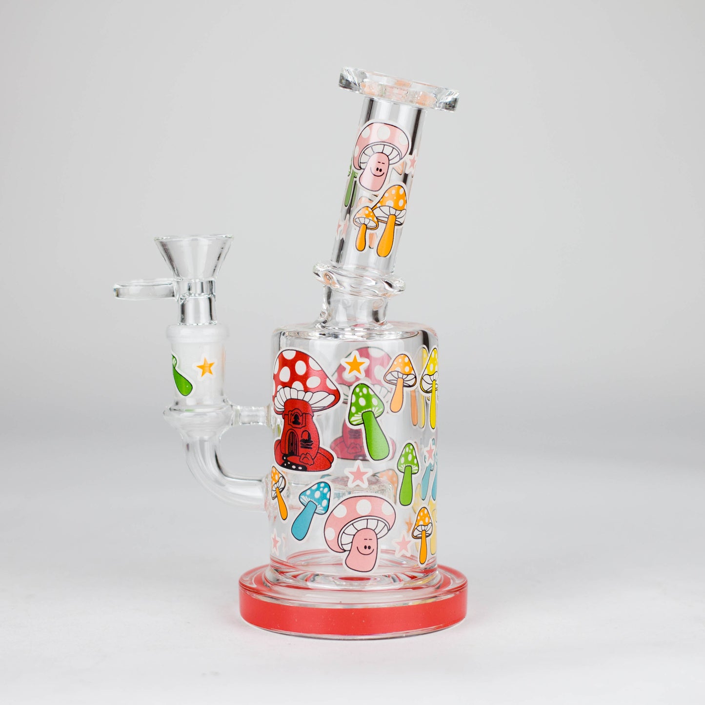 7" Color accented Glass Bong With Perc- Mushroom Design