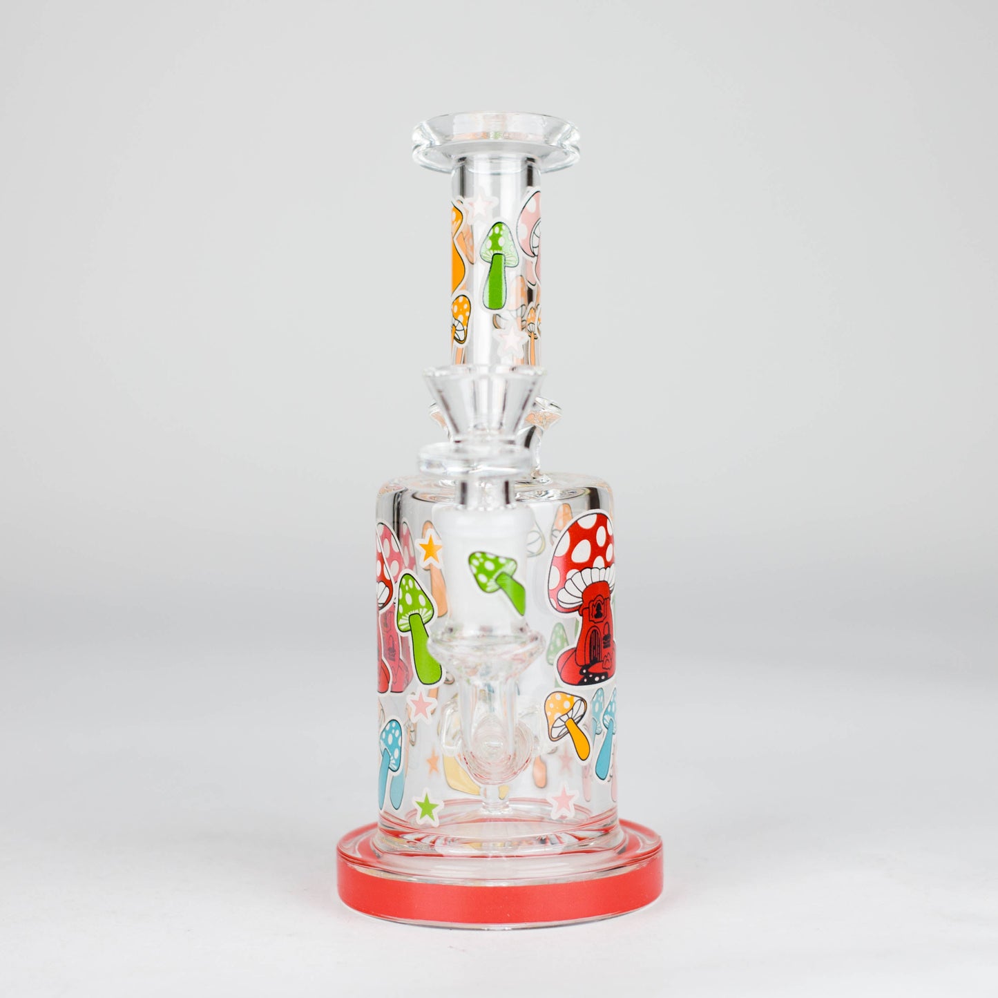 7" Color accented Glass Bong With Perc- Mushroom Design
