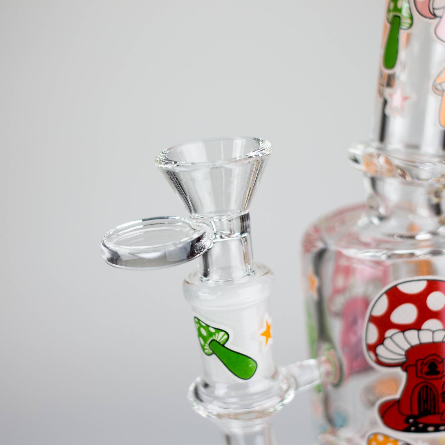 7" Color accented Glass Bong With Perc- Mushroom Design