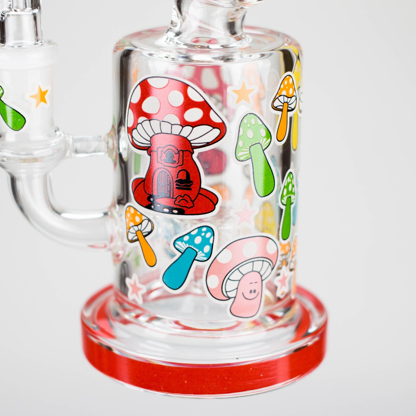 7" Color accented Glass Bong With Perc- Mushroom Design