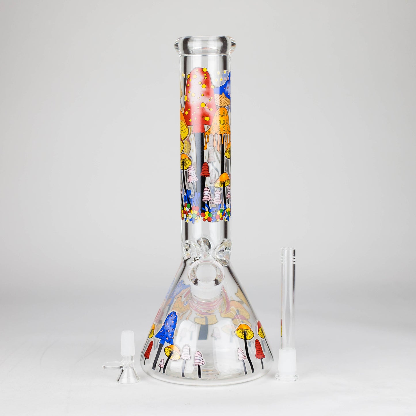 14" 7 mm Glass Bong With Magic Mushroom Design
