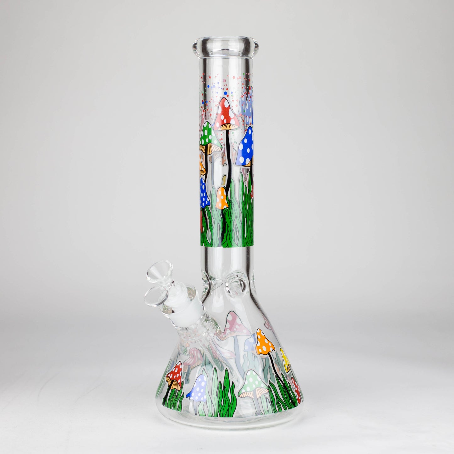 14" 7 mm Glass Bong With Magic Mushroom Design