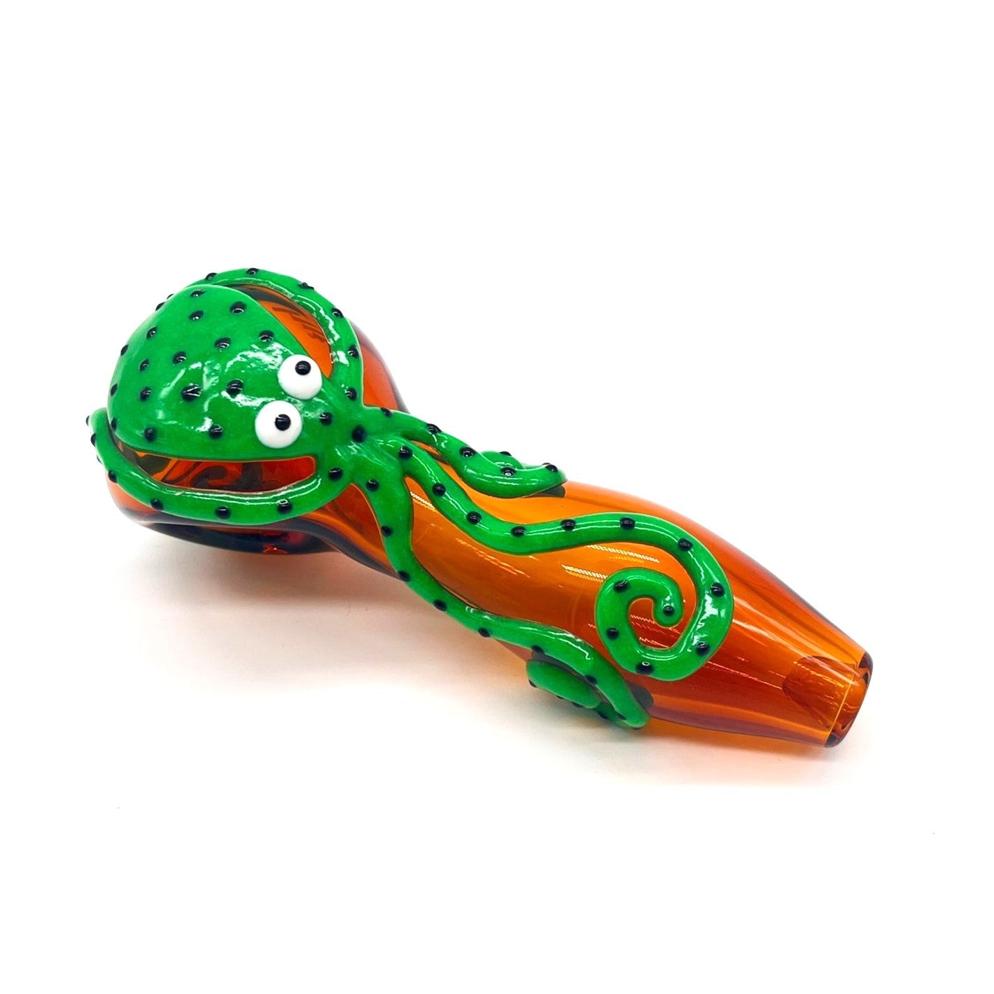 Octopus V2 Glow In The Dark Glass Smoking Spoon Hand Pipe - Hi Time