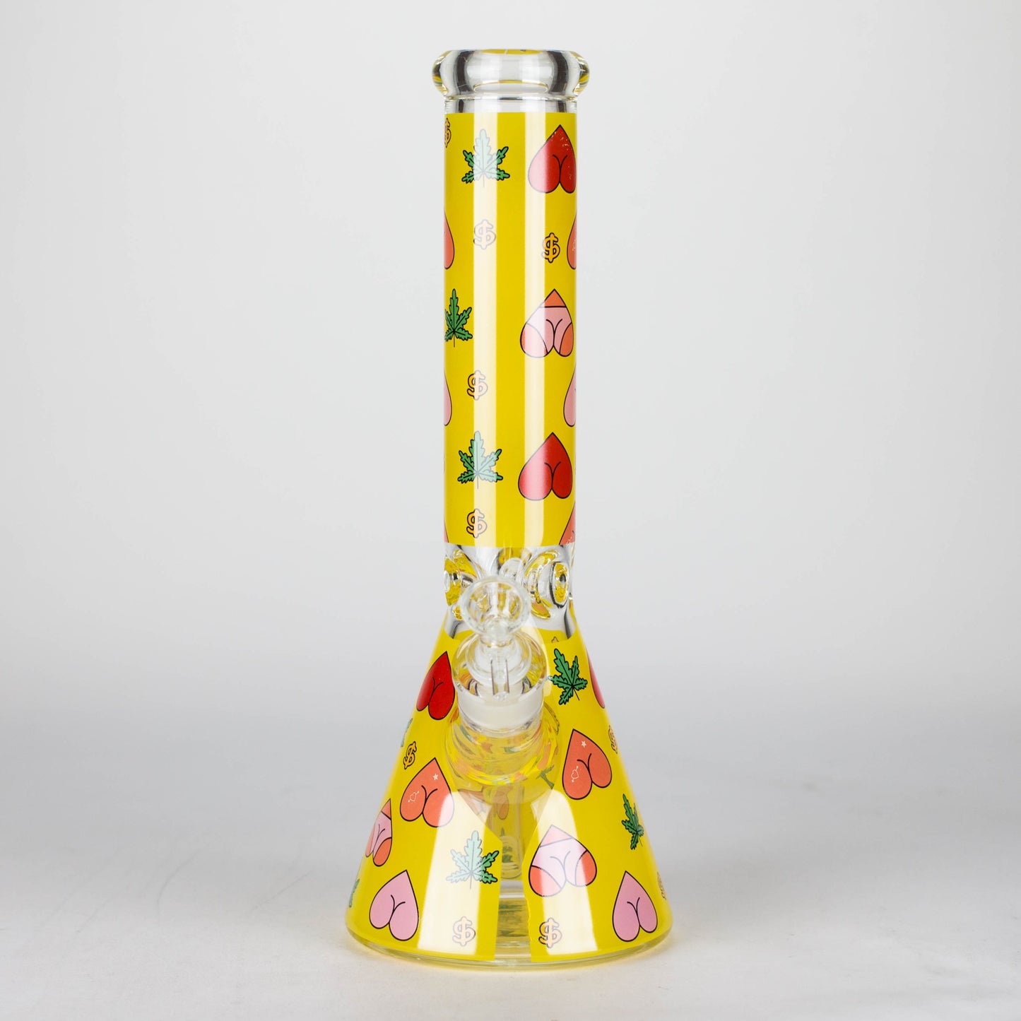 14" 7mm Glass Bong With Heart Design