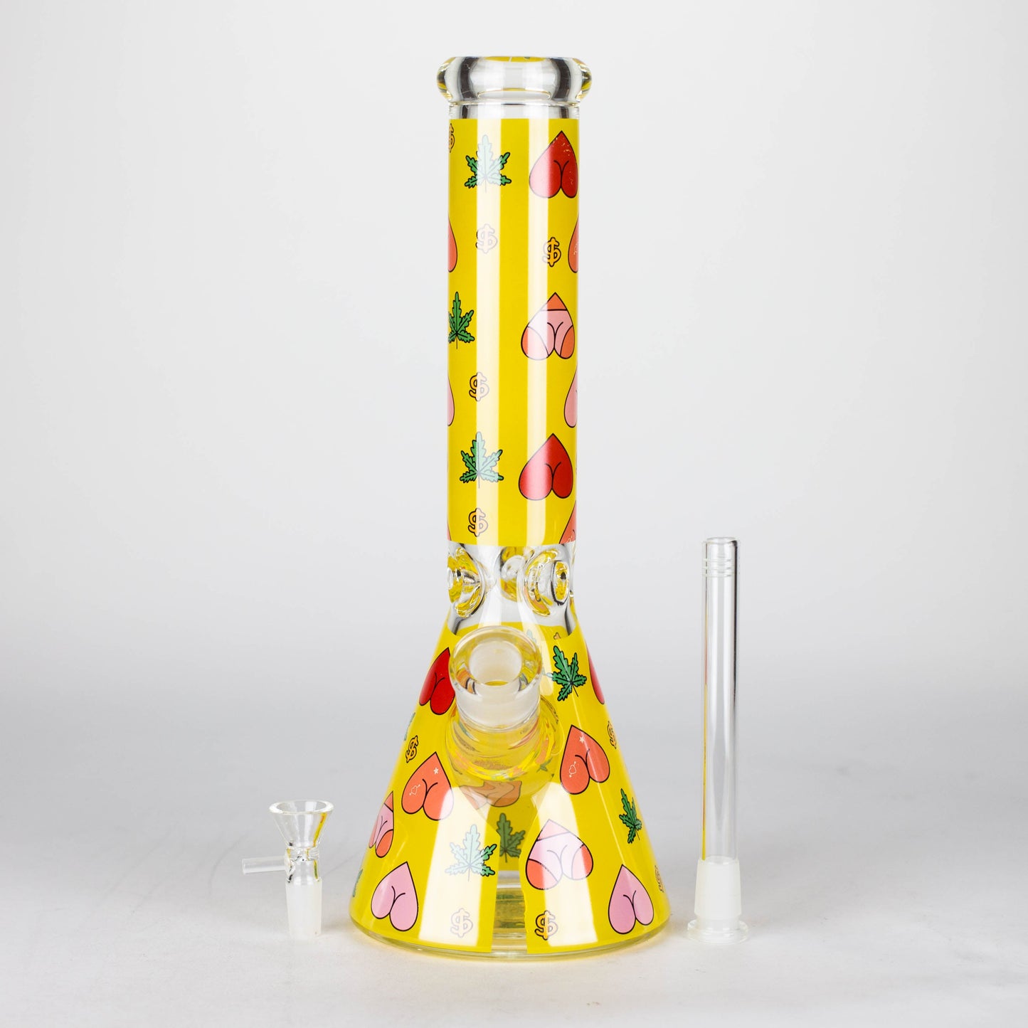 14" 7mm Glass Bong With Heart Design