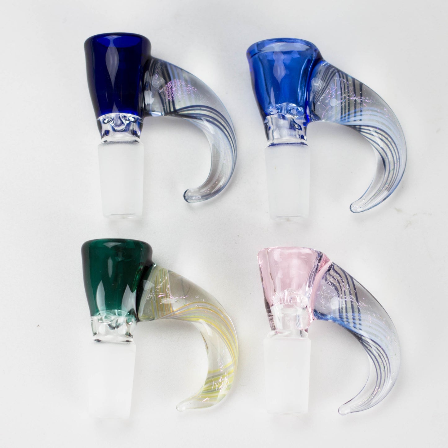 Shine Glassworks | 14mm 3 Hole Coloured Bowl with Dichroic Horn - Made in Canada - Hi Time