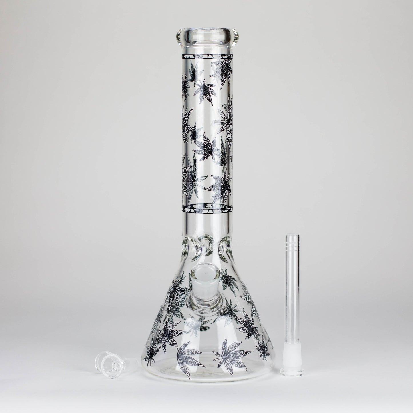 Karma | 14" Leaf Beaker Glow in the dark Glass Bong - Hi Time