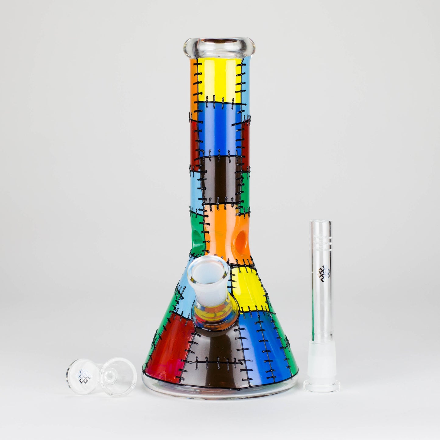 Karma | 9" Beaker Stitched Up Design Glass Bong - Hi Time