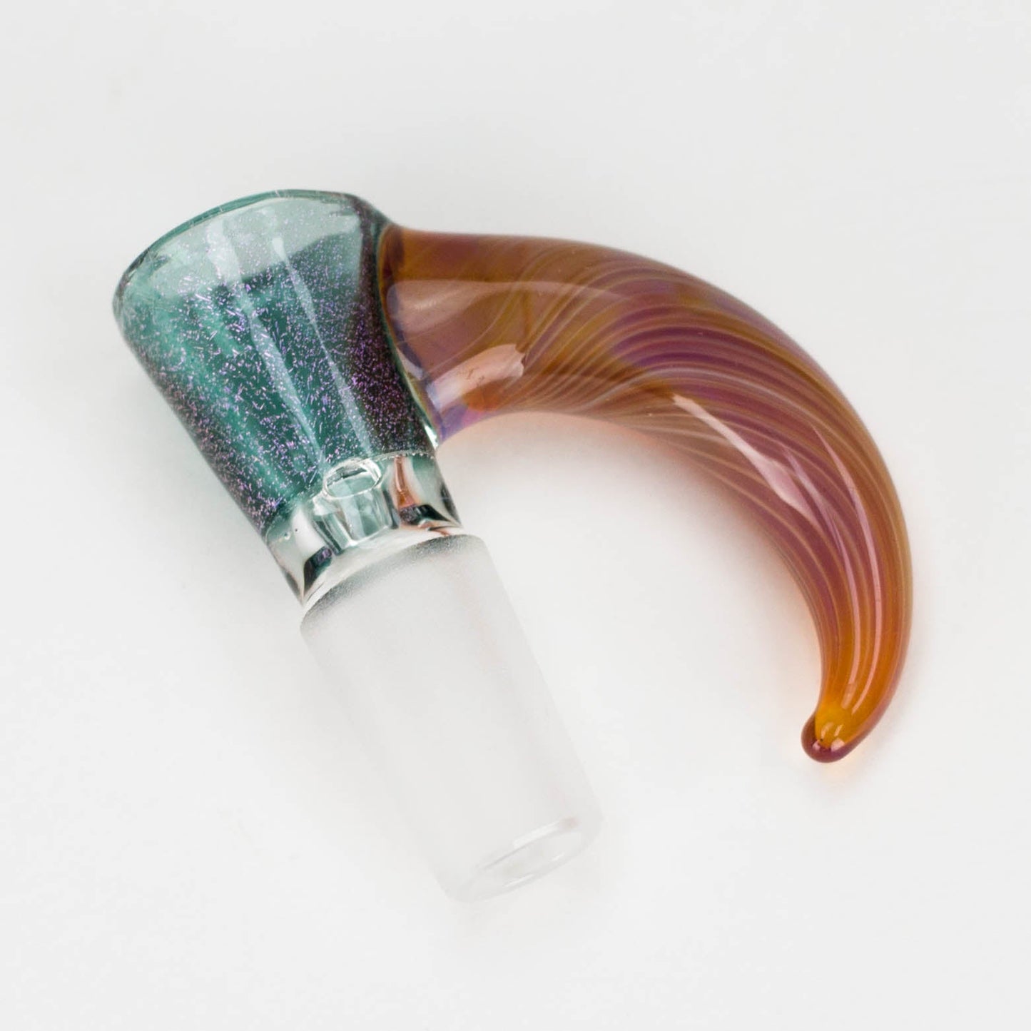 Shine Glassworks | 14mm 3 Hole Dichroic Bowl with coloured Horn - Made in Canada