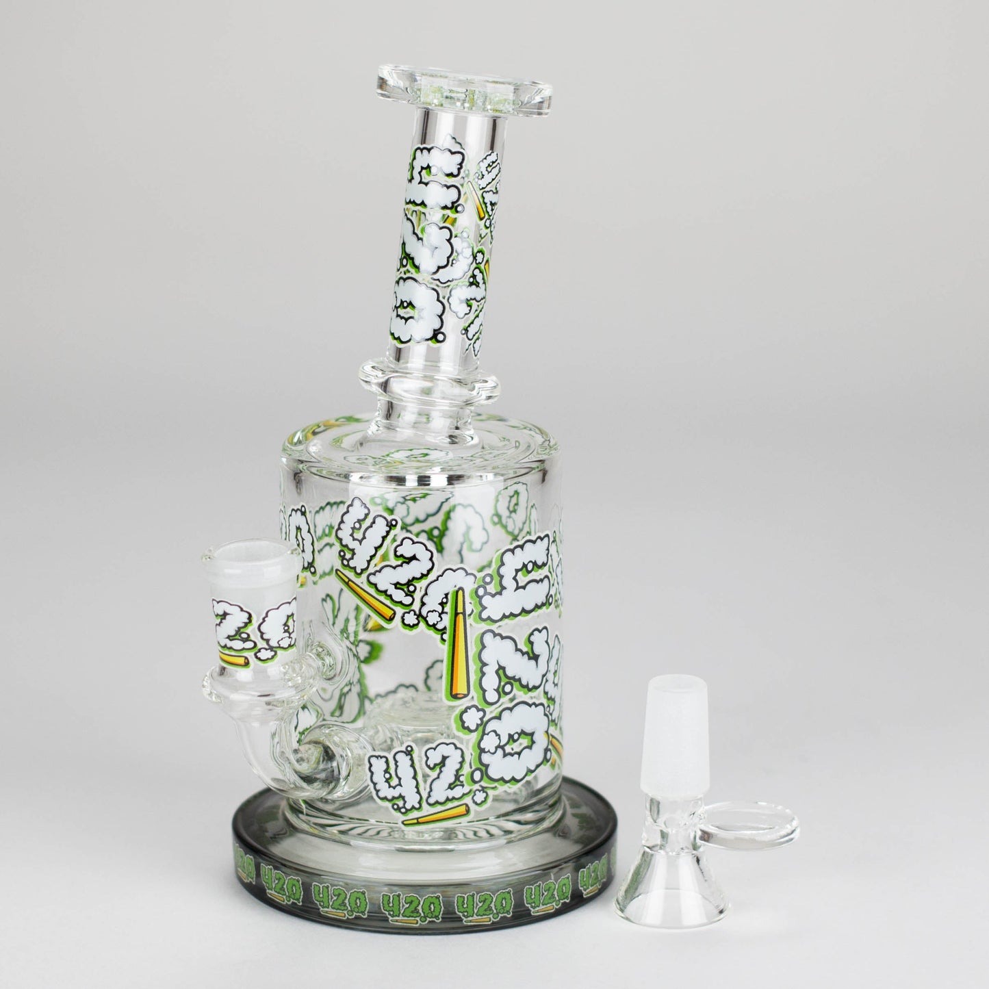 7" Color accented Glass Bong With Perc- 420 Special Edition - Hi Time