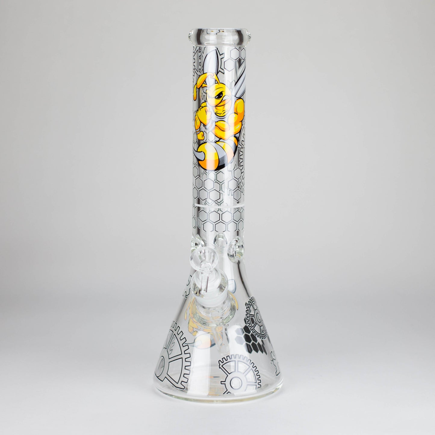 14" 7 mm Glass Bong With Cartoon Bee Design