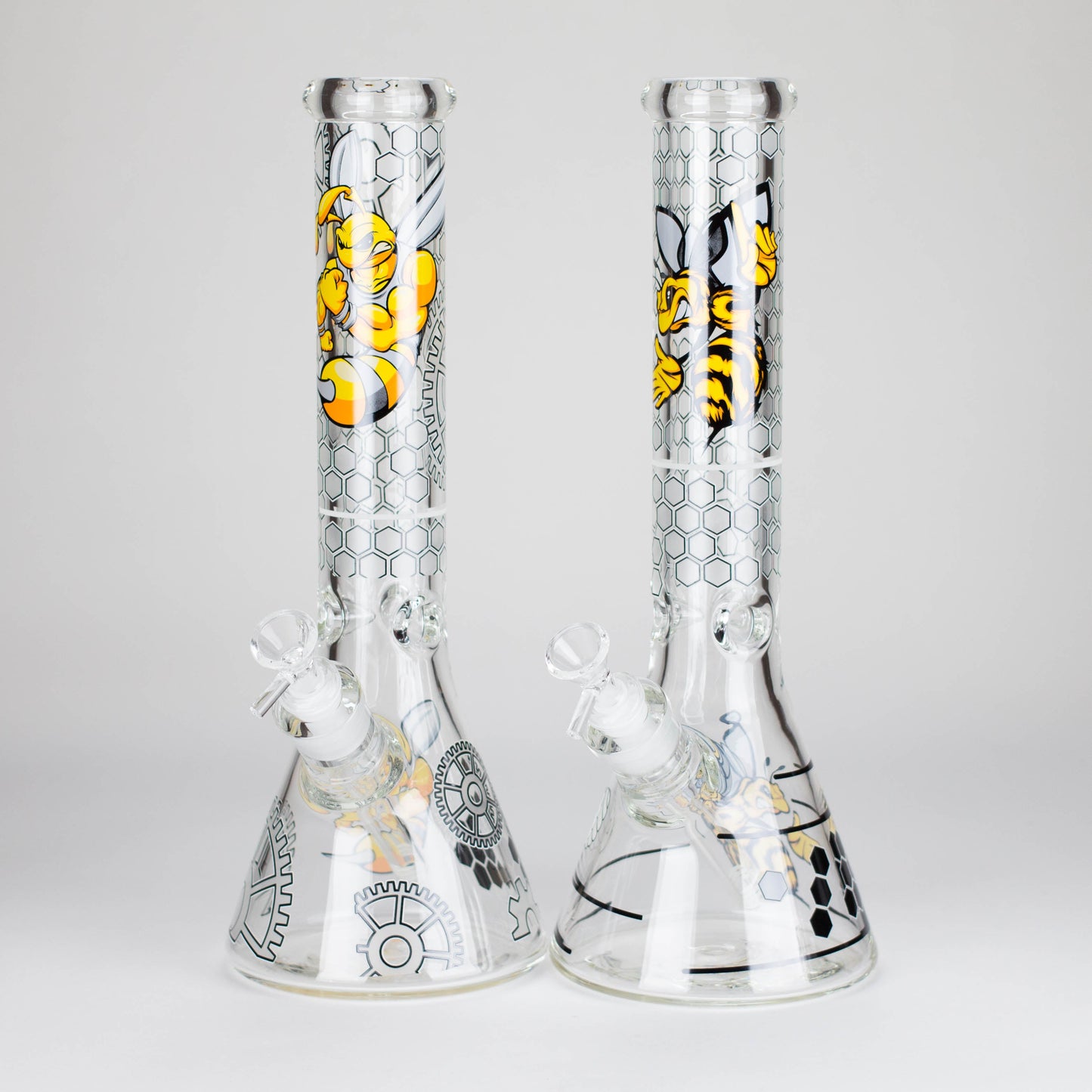 14" 7 mm Glass Bong With Cartoon Bee Design