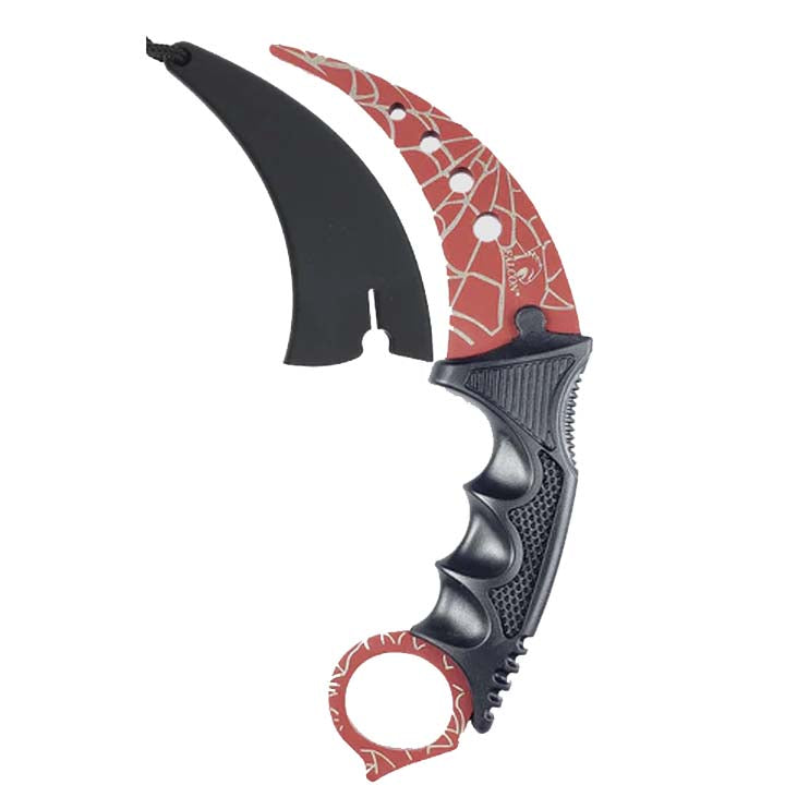7 1/2" Red Web Karambit Neck Knife