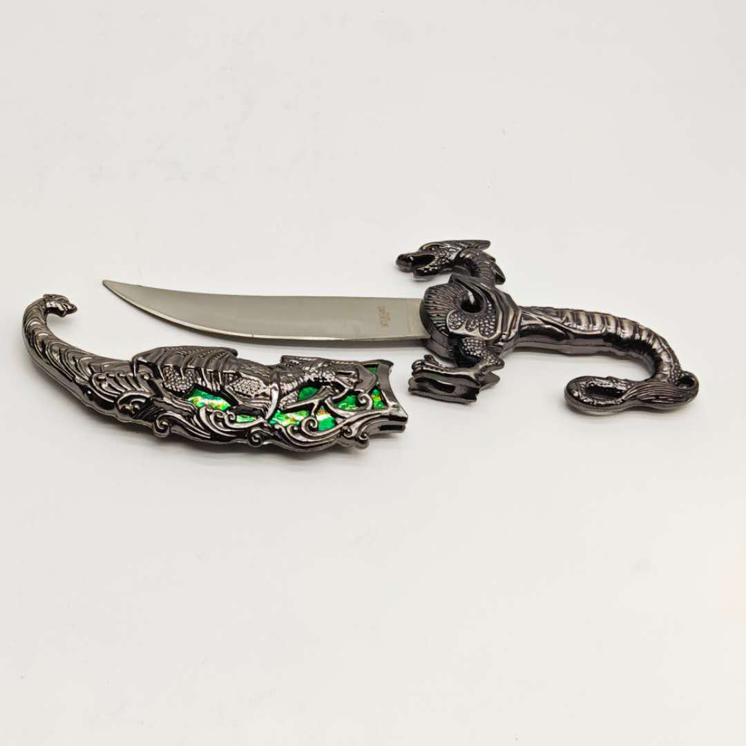 10" Fantasy Dragon Dagger Green Fitting