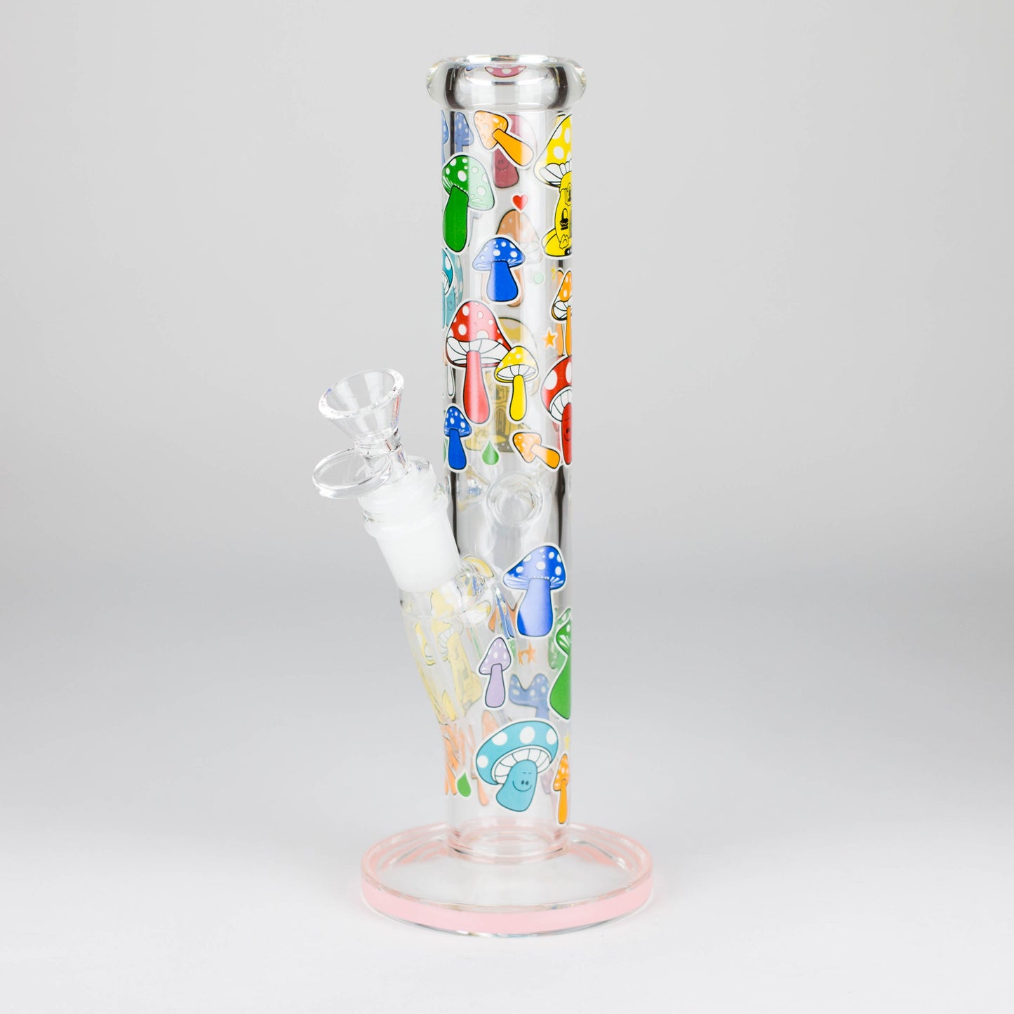 10" Glow in the dark Staight Tube Glass Bong With Flower Design - Hi Time