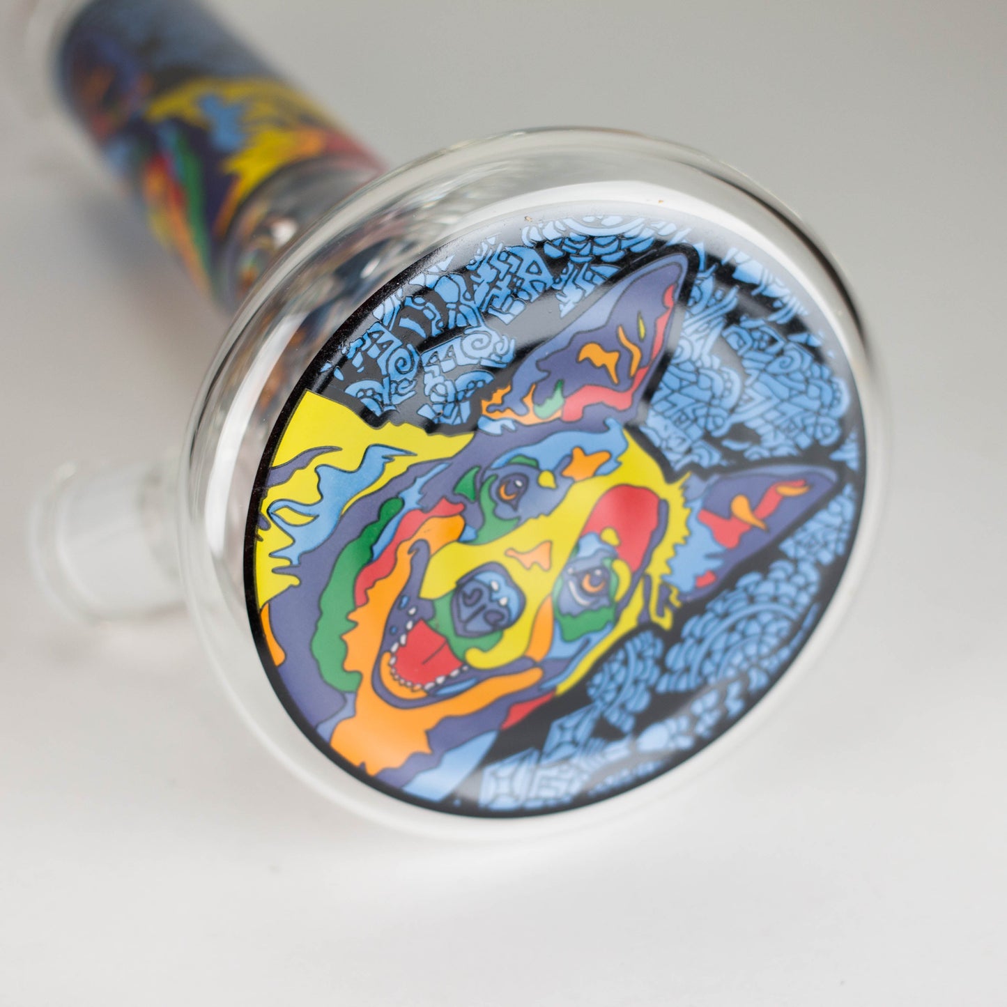 14" 7 mm Glass Bong With Dog Design - Hi Time