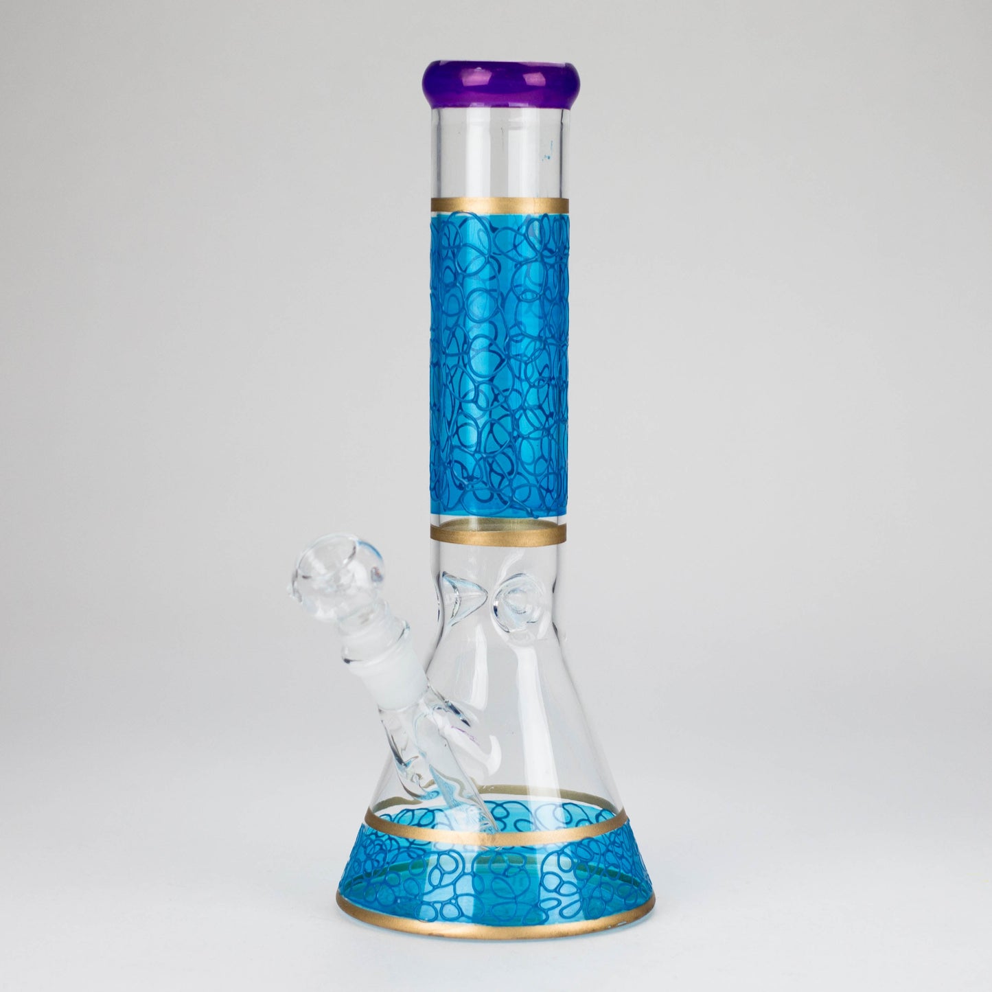 12" Printed beaker glass water bong-Assorted