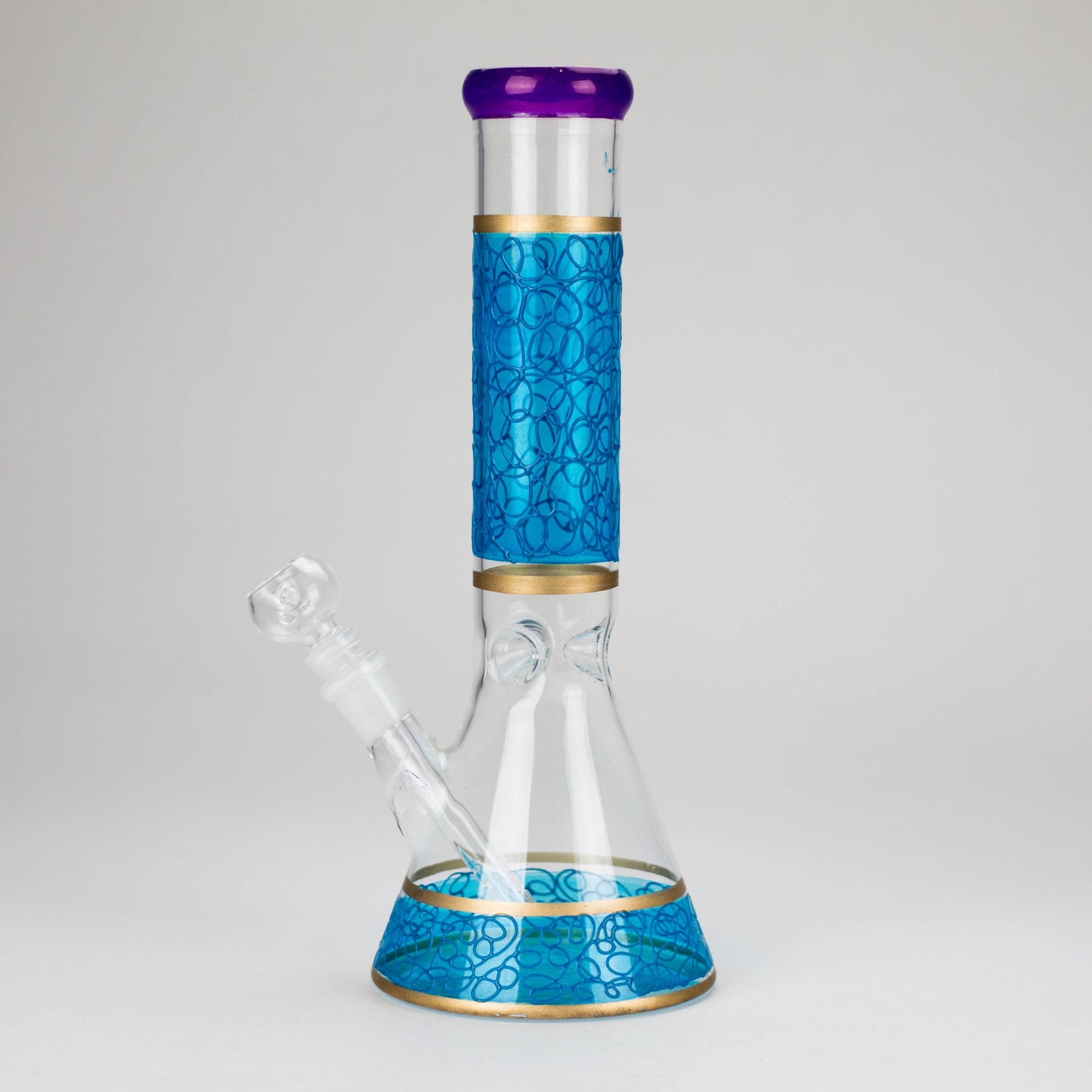 12" Printed beaker glass water bong-Assorted