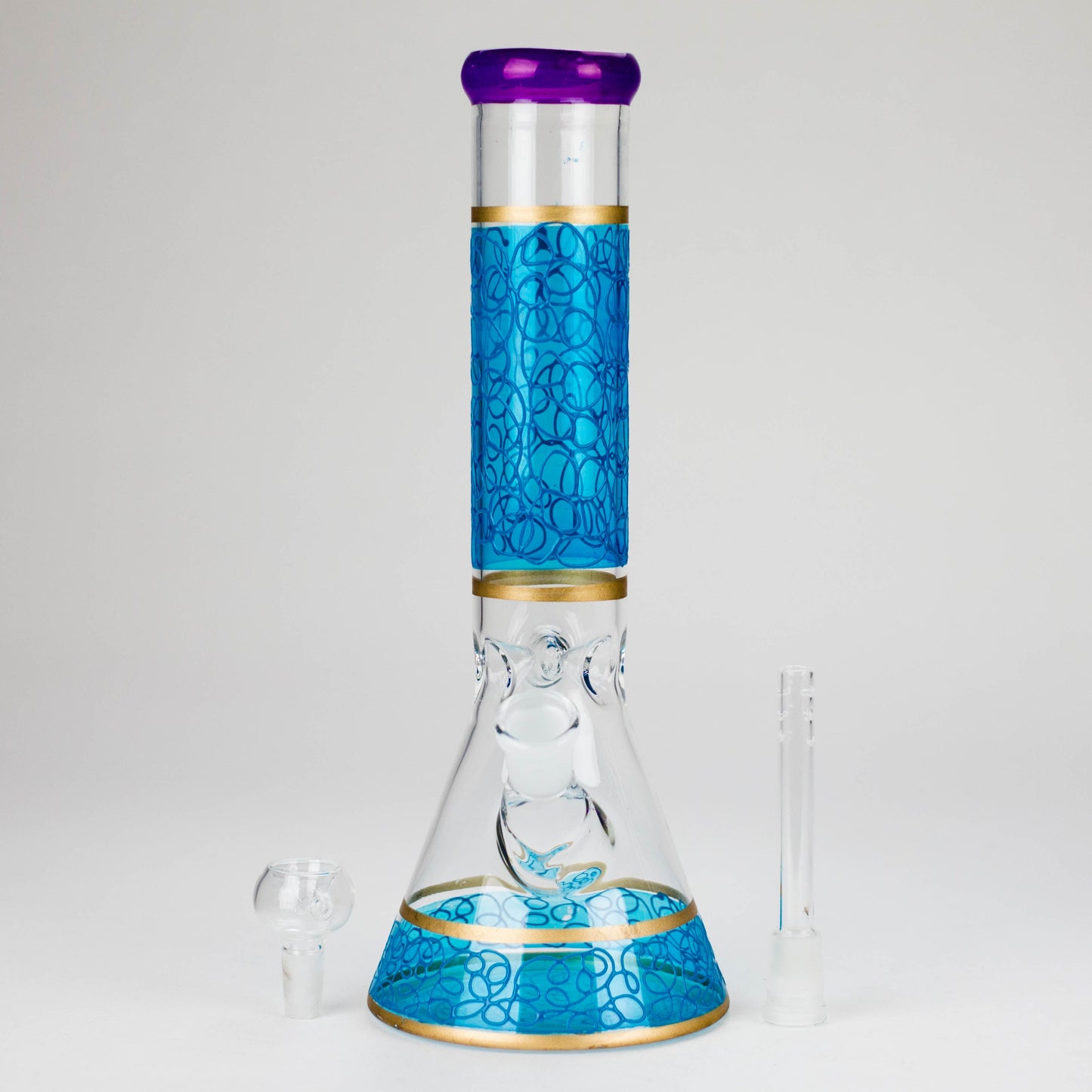 12" Printed beaker glass water bong-Assorted
