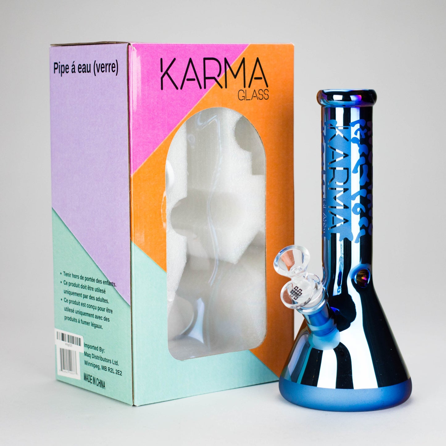 Karma | 9" Beaker Blue Metallic Glass Bong