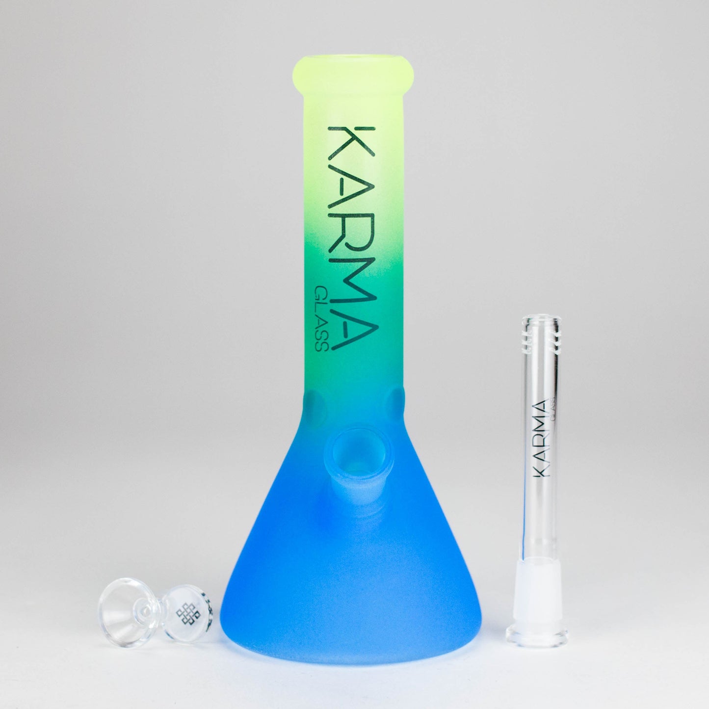 Karma | 9" Beaker 3 Toned Frosted Glass Bong - Hi Time