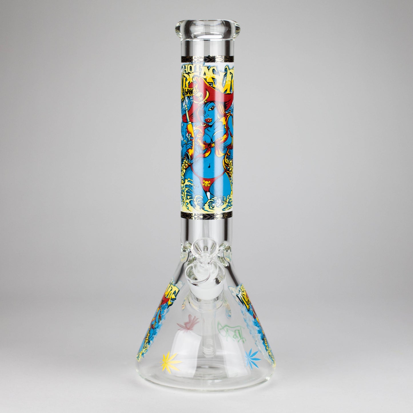14" 7 mm Glass Bong With Pirate Design