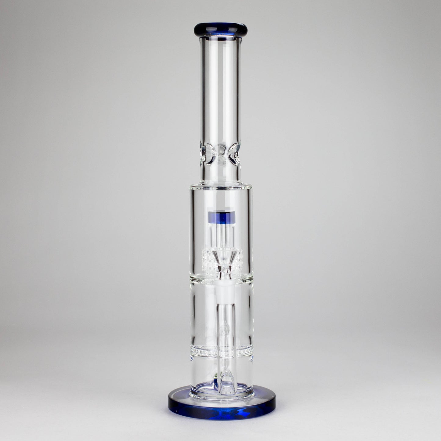 15" Color accented glass water bong with Double Perc