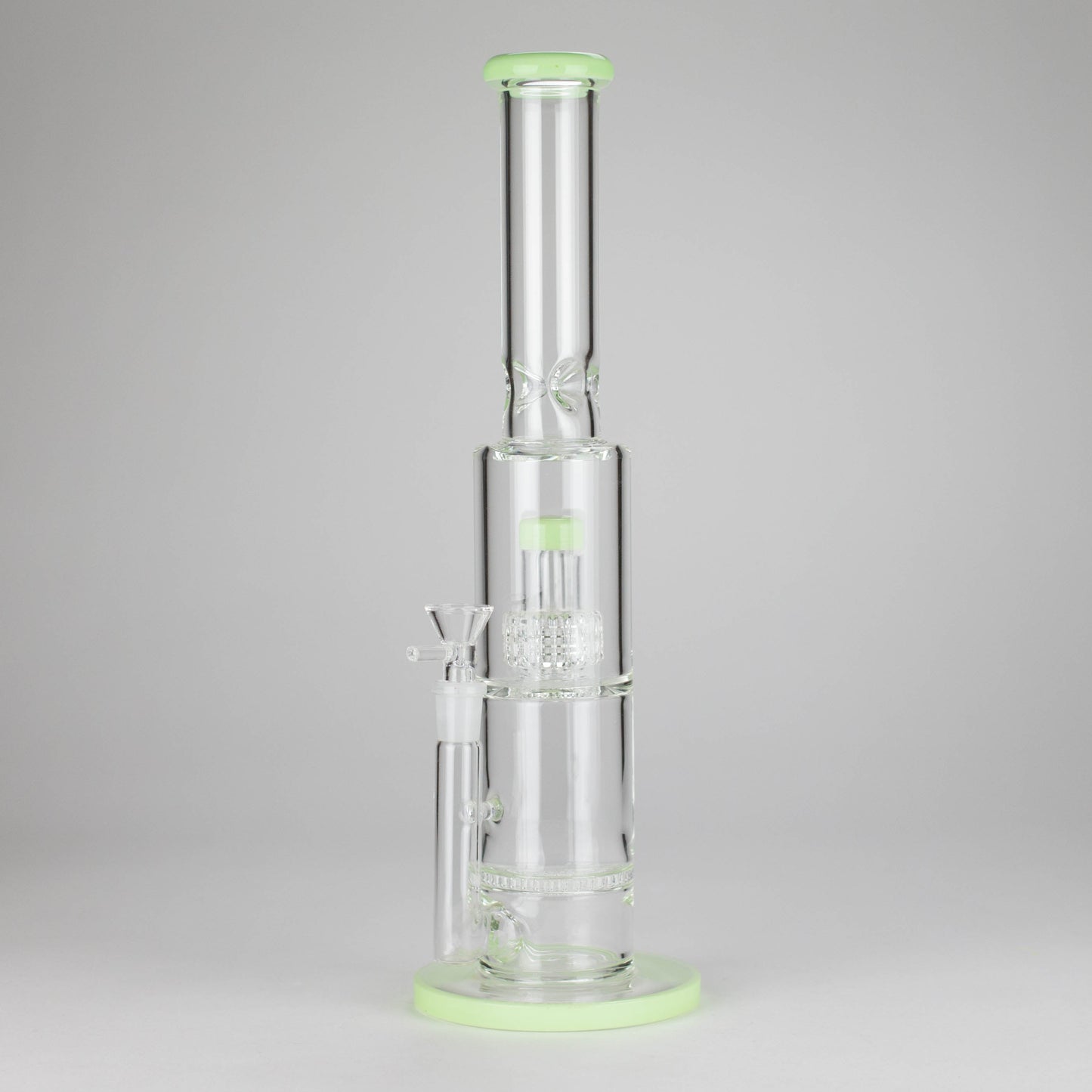 15" Color accented glass water bong with Double Perc