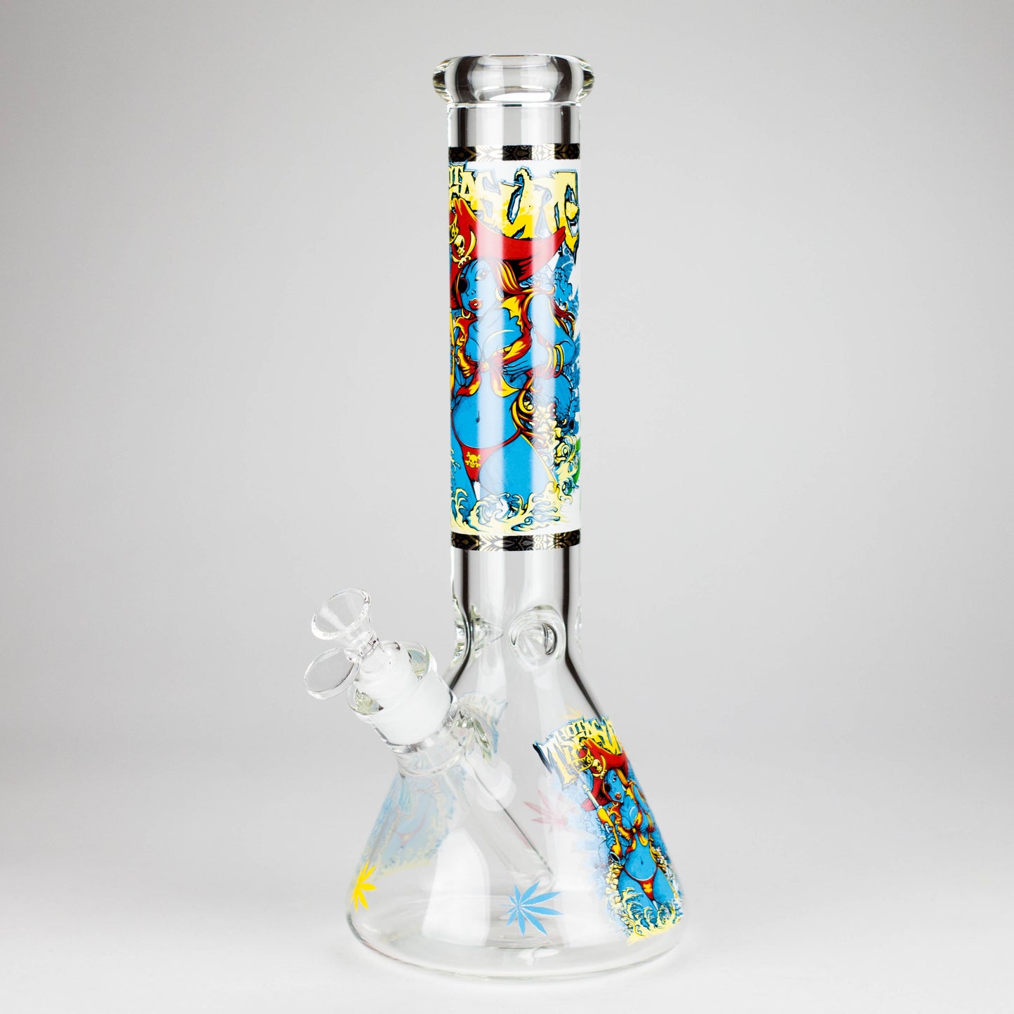 14" 7 mm Glass Bong With Pirate Design - Hi Time