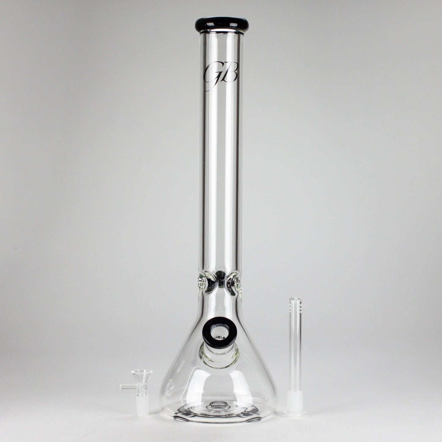 GB | 17" Tall Color Accented Beaker Bong – Slim Straight Tube with Downstem and Bowl