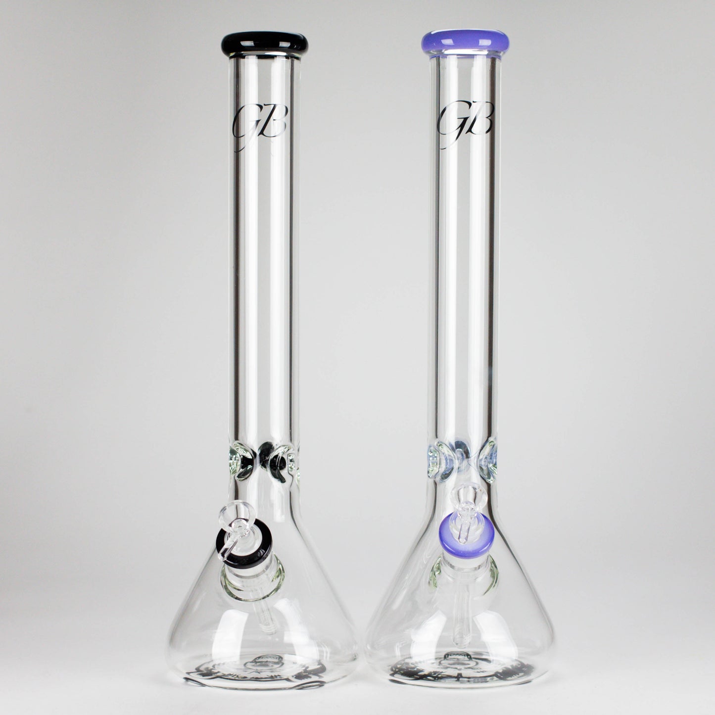 GB | 17" Tall Color Accented Beaker Bong – Slim Straight Tube with Downstem and Bowl