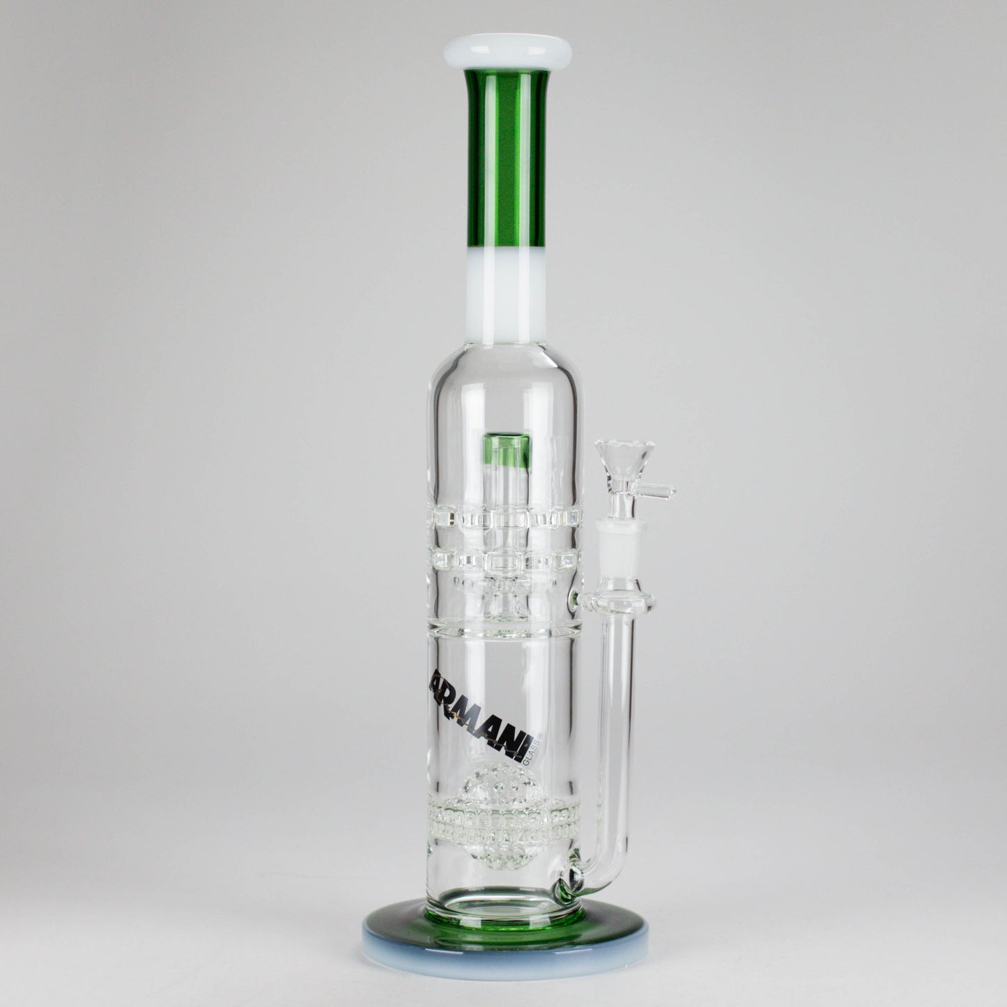 Armani Glass | 16" Double Percolator Bong – Premium Dual-Chamber Water Pipe
