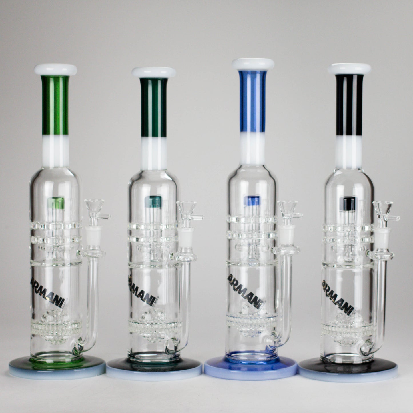 Armani Glass | 16" Double Percolator Bong – Premium Dual-Chamber Water Pipe