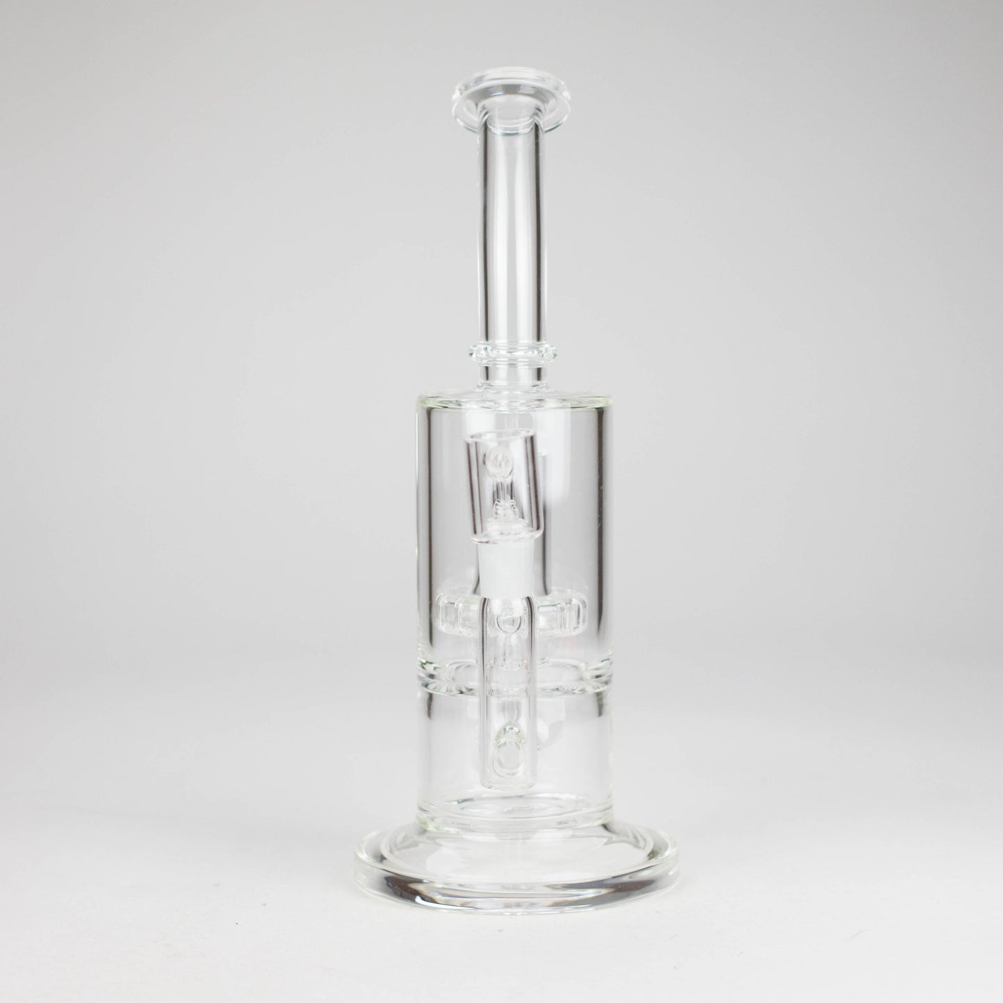 9" 2-in-1 Color accented Glass Dag Rig with Percolator - clear glass with percolator design