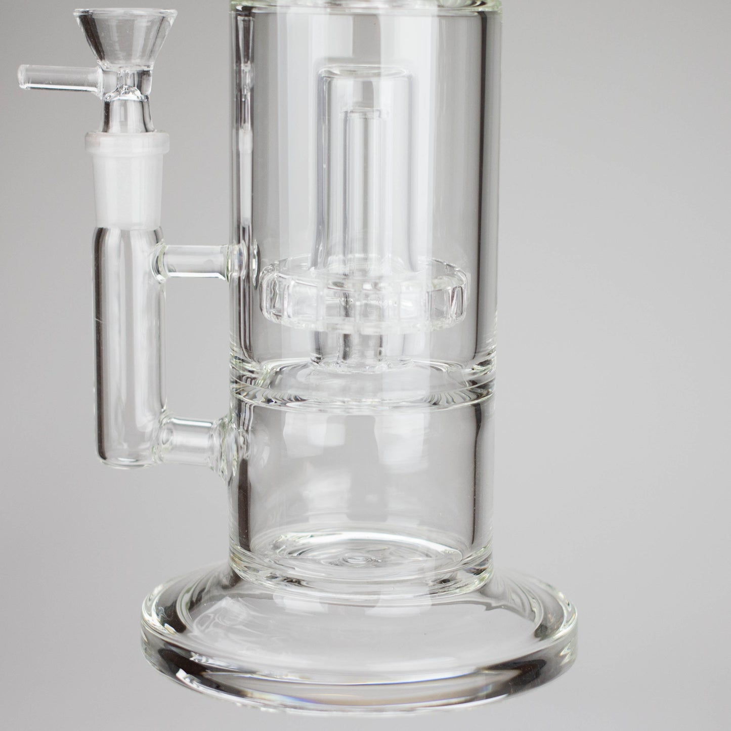 9" 2-in-1 Color accented Glass Dag Rig with Percolator - clear glass design for smooth sessions.