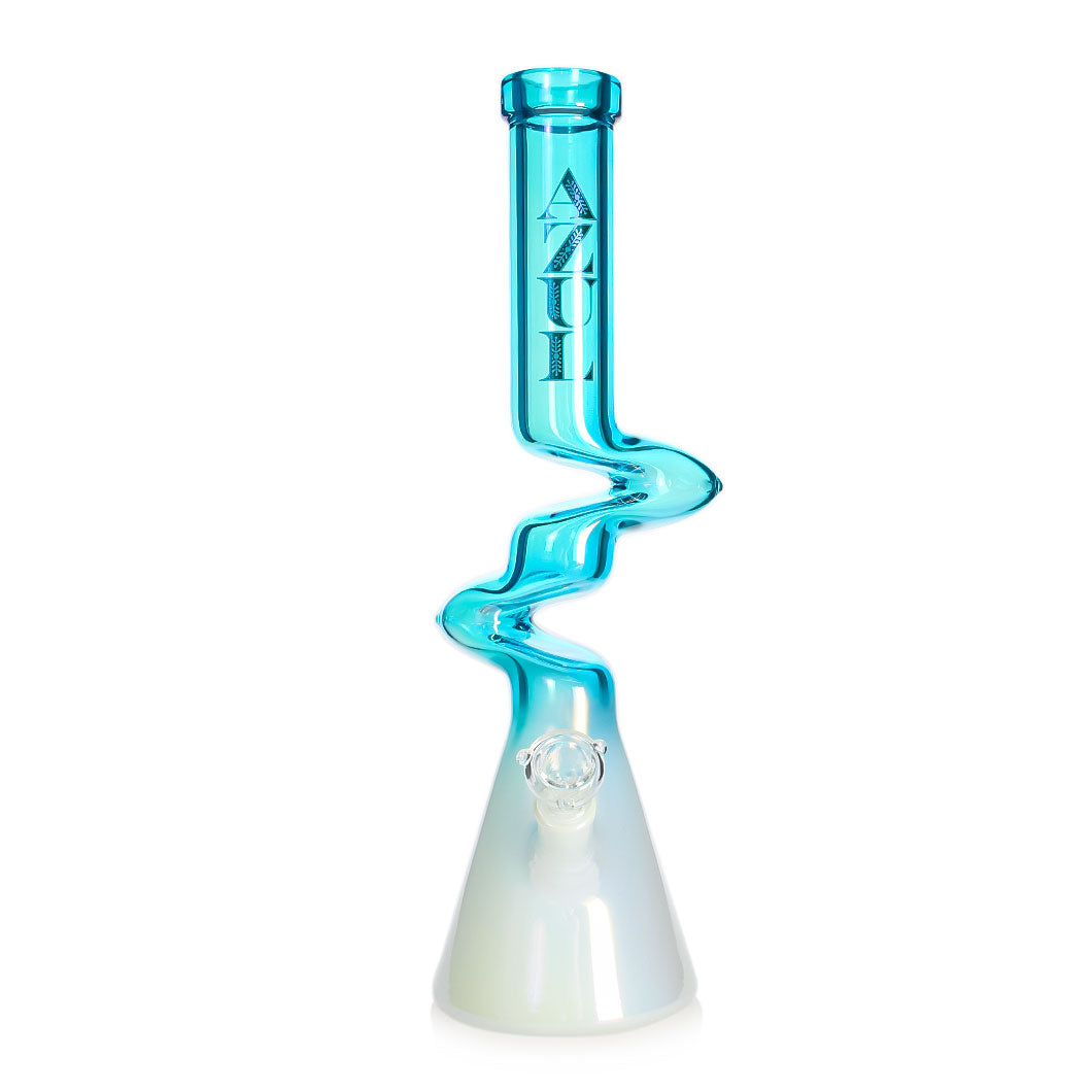 17" 9mm Electroplated Blue Zong with Bowl and Downstem