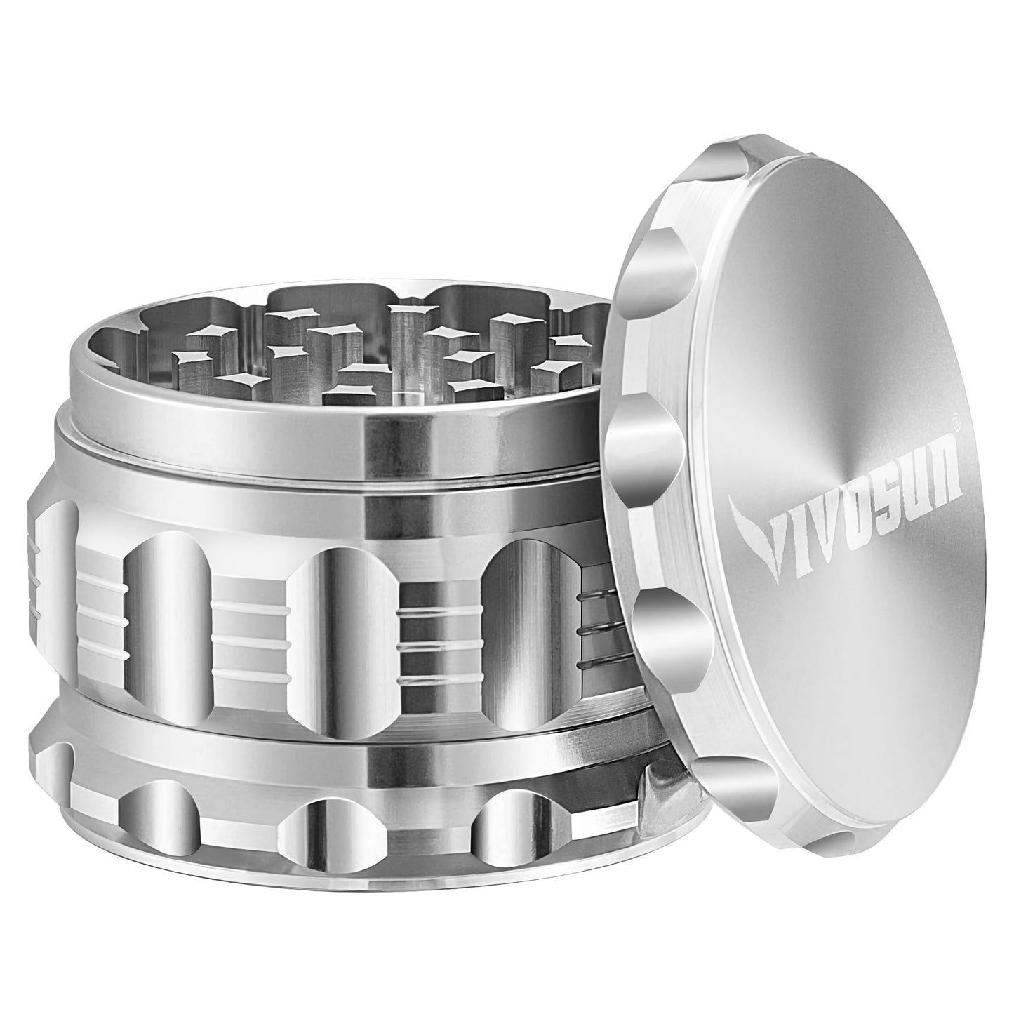 2.5" inch Herb Grinder, 4-Layer Aluminum Spice Grinder with Magnetic Lid, Mesh Screen for Home, Kitchen, Spices, Herbs - 03