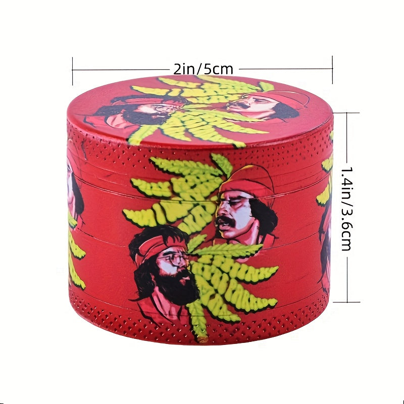 1pc Red Avatar Creative 4-Ply Manual Metal Spice Grinder, 2-Inch Herb Mill, Kitchen Tool, No Electricity Needed, Multi-Functional