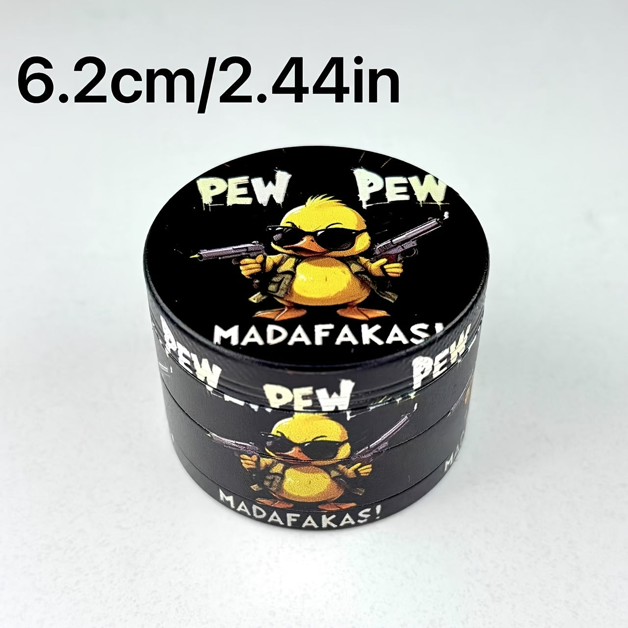 1pc Cool Yellow Duck Metal Tobacco Grinder - Portable, Durable, Easy to Clean Spice Mill with Fun "PEW PEW" Design, Perfect Gift for Smokers