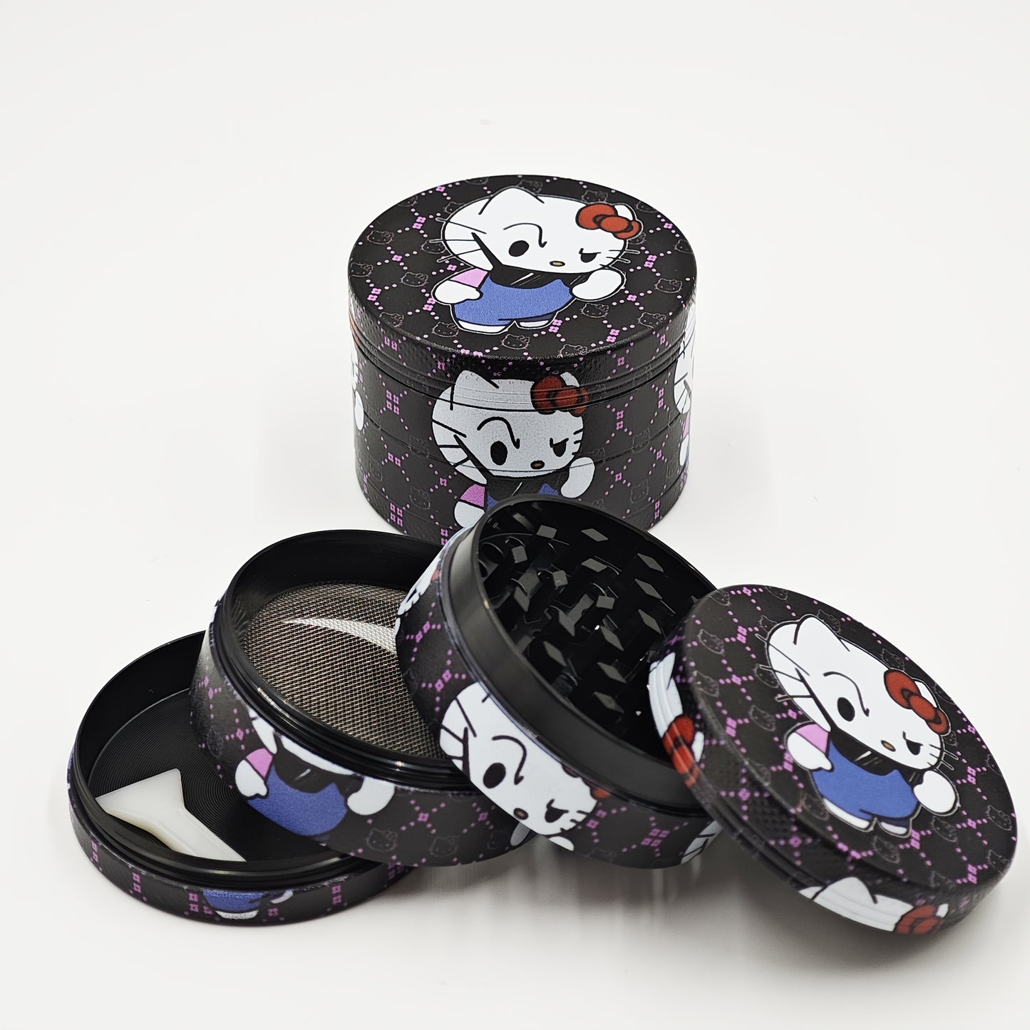 Hello Kitty wearing Fashion Glasses four-layer metal grinder, metal grinder, spice grinder, grinder, household gadget