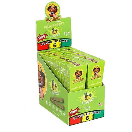 Honeypuff | 1 1/4 Size Fruit flavor tip 6pk Hemp cones Box of 20