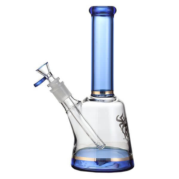 Xtreme 11-inch color tube beaker bong with blue accents and a 4-inch wide base for stability.