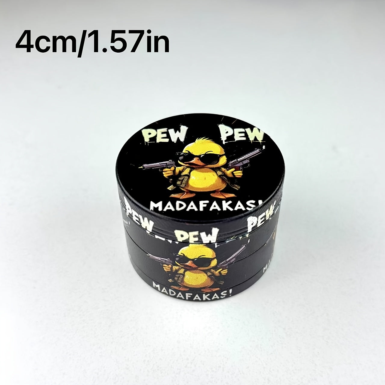 1pc Cool Yellow Duck Metal Tobacco Grinder - Portable, Durable, Easy to Clean Spice Mill with Fun "PEW PEW" Design, Perfect Gift for Smokers